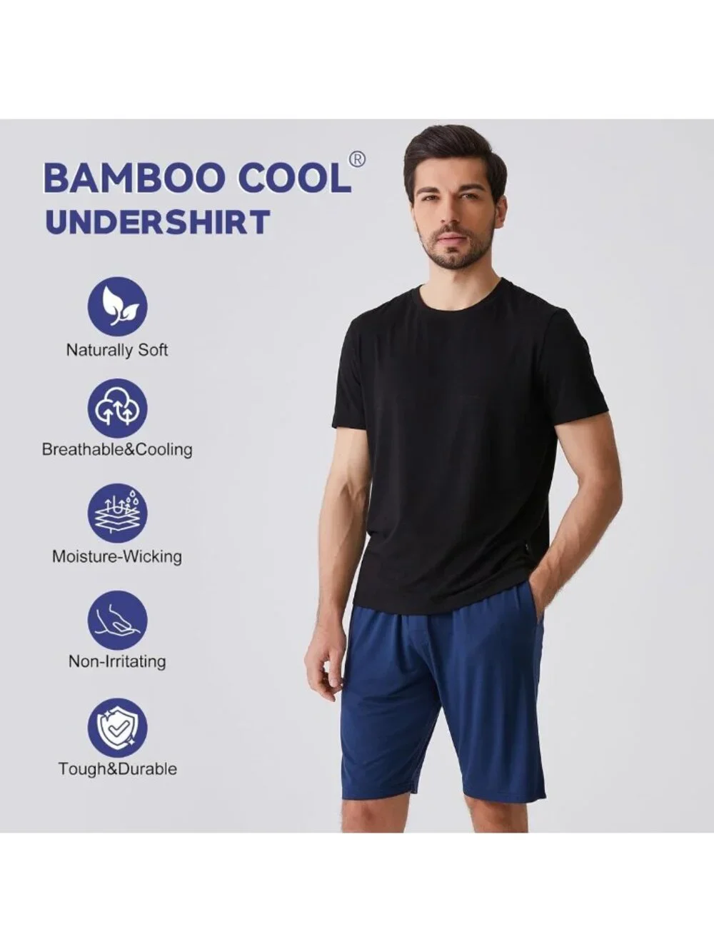 Soft Bamboo Cool Men's Undershirts Pack - Moisture-Wicking T-Shirts for Comfort